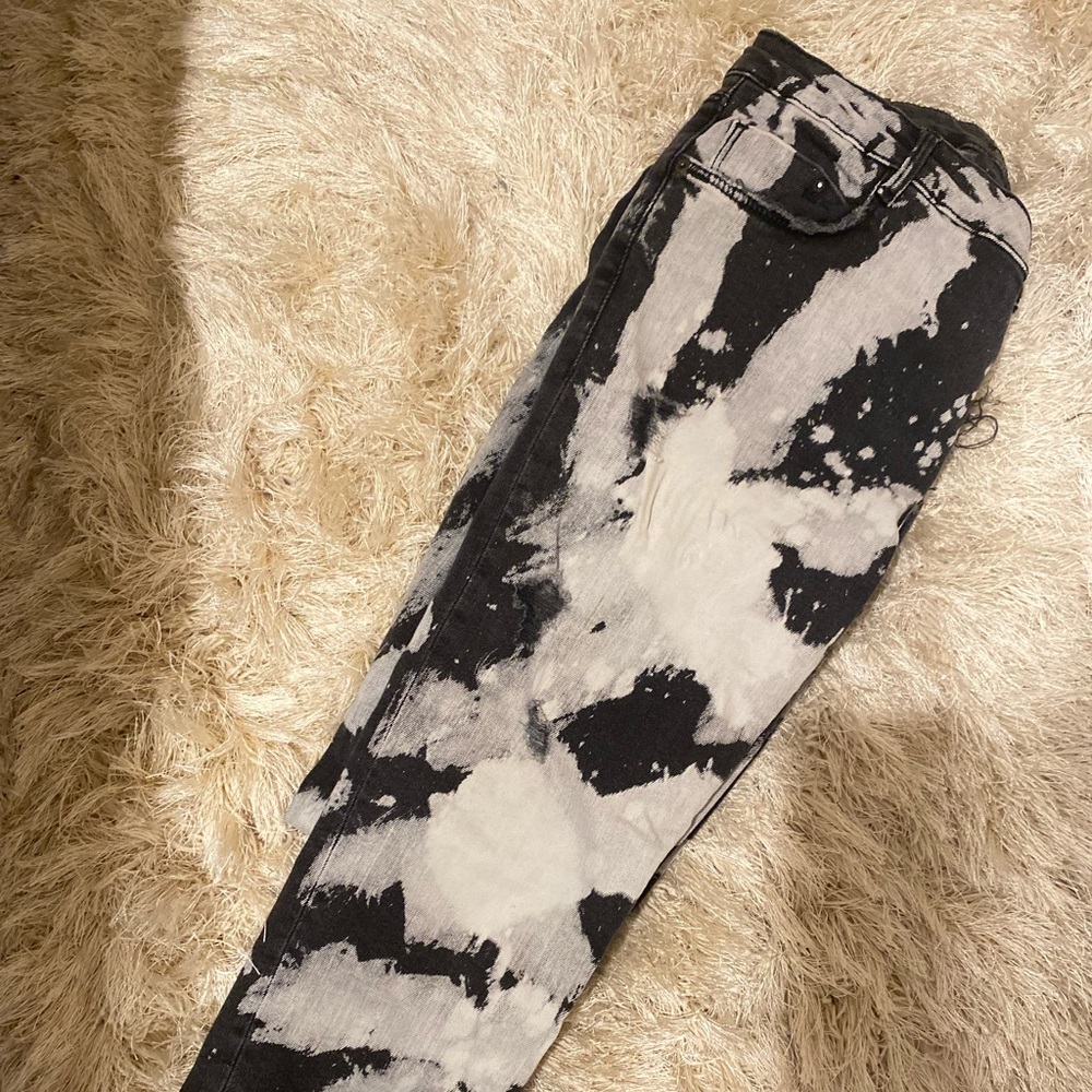 Zara Black Bleached Jeans (minimal rips and frayed hem)